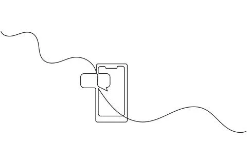 Smart phone continuous one line drawing and minimalist style isolate outlin.. Stock Illustration