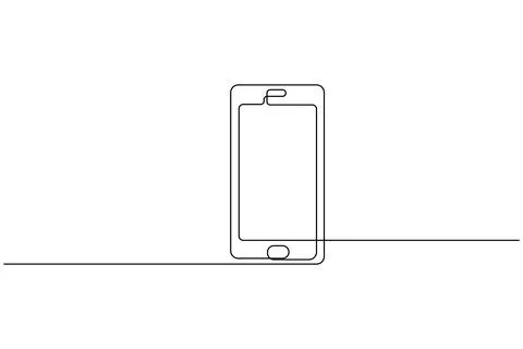 Smart phone continuous one line drawing and minimalist style isolate outlin.. Stock Illustration