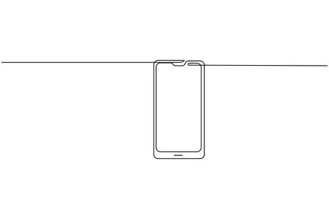 Smart phone continuous one line drawing and minimalist style isolate outlin.. Stock Illustration