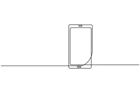 Smart phone continuous one line drawing and minimalist style isolate outlin.. Stock Illustration