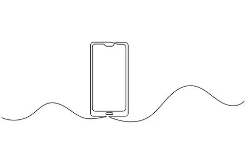 Smart phone continuous one line drawing and minimalist style isolate outlin.. Stock Illustration