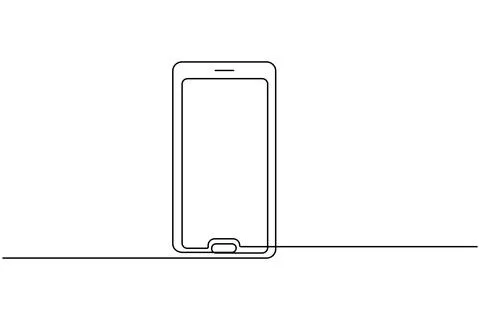 Smart phone continuous one line drawing and minimalist style isolate outlin.. Stock Illustration