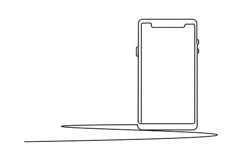 Smart phone continuous one line drawing and minimalist style isolate outlin.. Stock Illustration