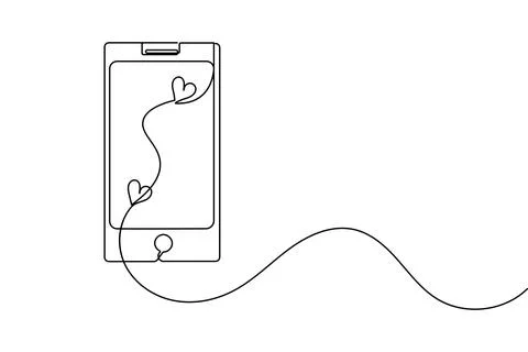 Smart phone continuous one line drawing and minimalist style isolate outlin.. Illustrazione stock
