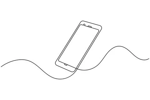 Smart phone continuous one line drawing and minimalist style isolate outlin.. Stock Illustration