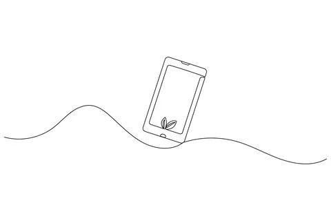 Smart phone continuous one line drawing and minimalist style isolate outlin.. Stock Illustration