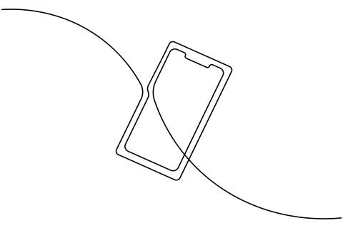 Smart phone continuous one line drawing and minimalist style isolate outlin.. Stock Illustration