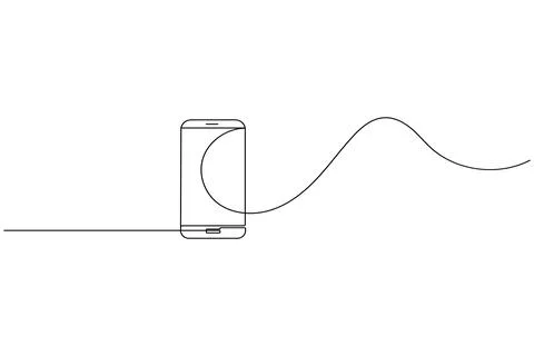 Smart phone continuous one line drawing and minimalist style isolate outlin.. Stock Illustration