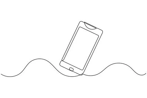 Smart phone continuous one line drawing and minimalist style isolate outlin.. Stock Illustration