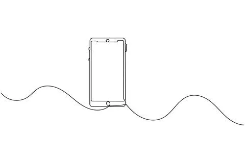 Smart phone continuous one line drawing and minimalist style isolate outlin.. Stock Illustration