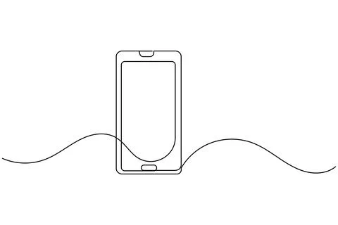 Smart phone continuous one line drawing and minimalist style isolate outlin.. Stock Illustration