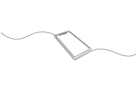Smart phone continuous one line drawing and minimalist style isolate outlin.. Stock Illustration