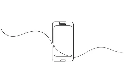 Smart phone continuous one line drawing and minimalist style isolate outlin.. Stock Illustration