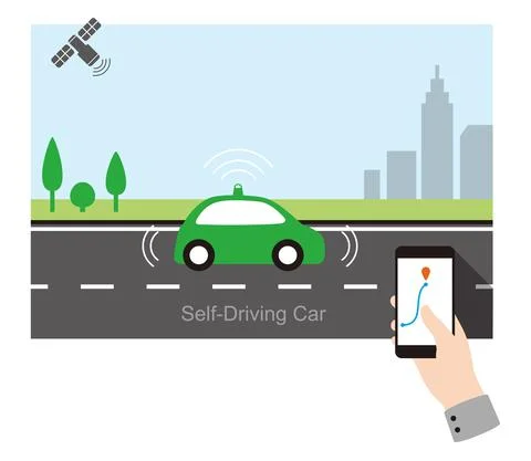 Smart phone control self-driving car Stock-Illustration