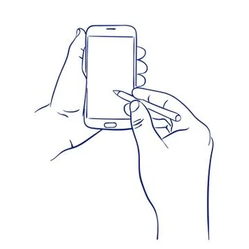 Smart phone control with stylus Stock Illustration