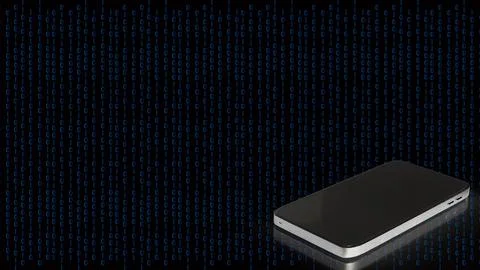 The smart phone on digital  background for technology concept 3d rendering. 스톡 일러스트