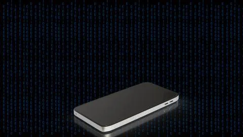 The smart phone on digital  background for technology concept 3d rendering. Stock Illustration