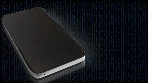 The smart phone on digital  background for technology concept 3d rendering. 스톡 일러스트