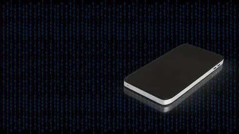 The smart phone on digital  background for technology concept 3d rendering. Stock Illustration