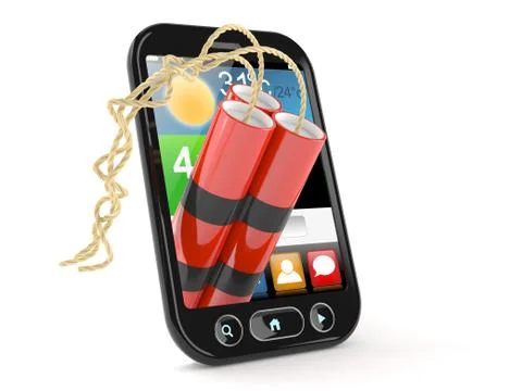 Smart phone with dynamite Illustrazione stock