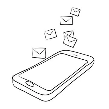 Smart phone with envelopes or e-mail Stock Illustration