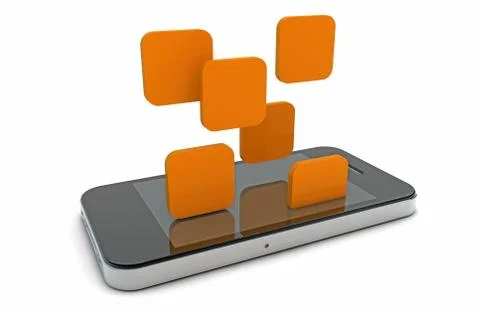 Smart phone with falling apps Stock Illustration