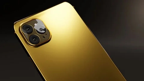 Smart phone fly forward design gold Video stock 209147750