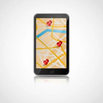 Smart phone with GPS navigation Stock Illustration