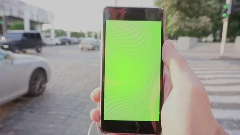Smart phone with green screen Stock Footage 75698049