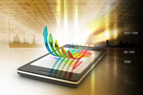 Smart phone with growing arrows Illustrazione stock