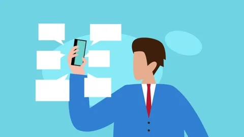 Smart phone have many alert with speech bubbles cartoon animation Stock Footage 282190600