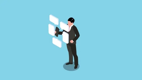 Smart phone have many alert with speech bubbles 3d animation cartoon Stock Footage 284234065