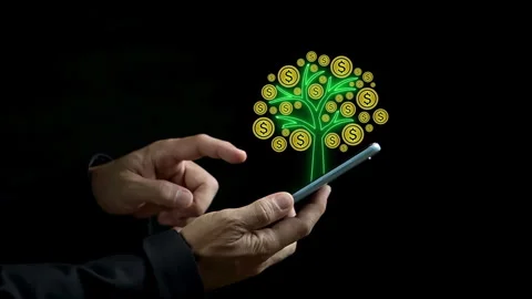 Smart phone have show a dollar icon illustration tree. Stock Footage 272191925
