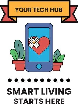 A smart phone with a heart on it is displayed on a white background イラスト素材