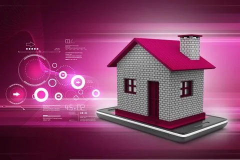 Smart phone with house Ilustración de archivo