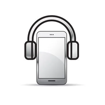 Smart phone icon with headset Illustrazione stock