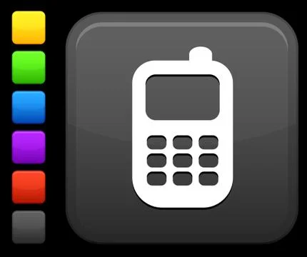 Smart phone icon on square internet button Stock Illustration