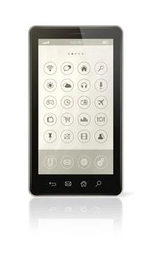 Smart phone with icons interface 3D Smart phone with icons interface - iso... Foto stock