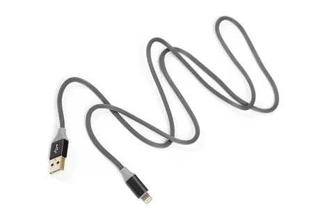 Smart Phone Lightning Cable  Isolated on white screen Stock Photos