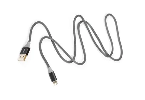 Smart Phone Lightning Cable  Isolated on white screen Stock Photos