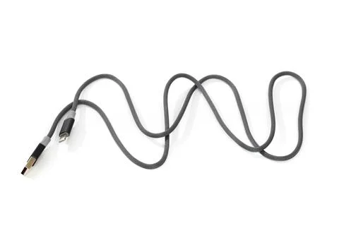 Smart Phone Lightning Cable  Isolated on white screen Stock Photos