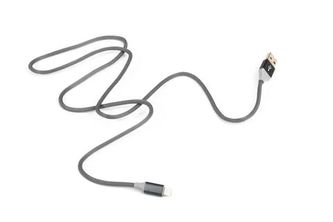 Smart Phone Lightning Cable  Isolated on white screen Stock Photos