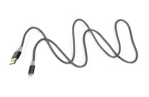 Smart Phone Lightning Cable  Isolated on white screen Stock Photos