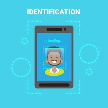 Smart Phone Loading Face Identification System Scanning African American Male Stock Illustration