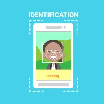 Smart Phone Loading Face Identification System Scanning African American Male Stock Illustration