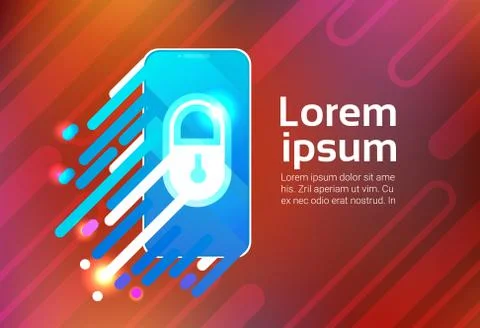Smart Phone Lock Sceern Data Privacy Protection Security Concept Identification Stock Illustration