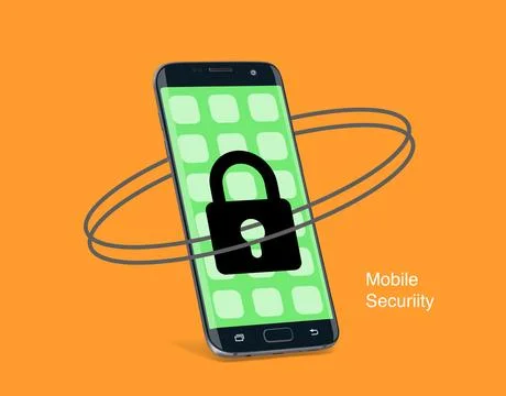 Smart phone with lockpad on screen 库存插图