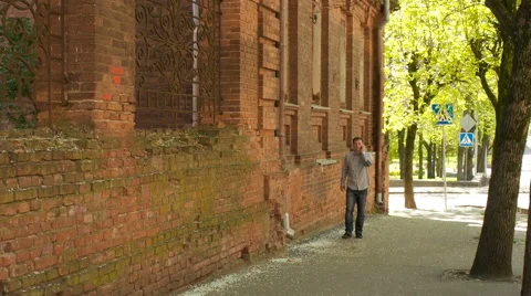 Smart phone man calling on mobile phone in city. Stock Footage 63149767