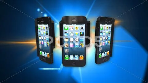 Smart Phone Media Devices in a circle in space PSD Template