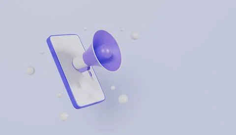 Smart Phone with Megaphone, Online promotion and notification Stock Illustration